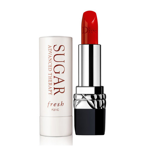 Fresh/馥蕾诗澄糖丰盈臻润护唇膏4.3g+克丽丝汀迪奥烈艳蓝金唇膏999（新）3g