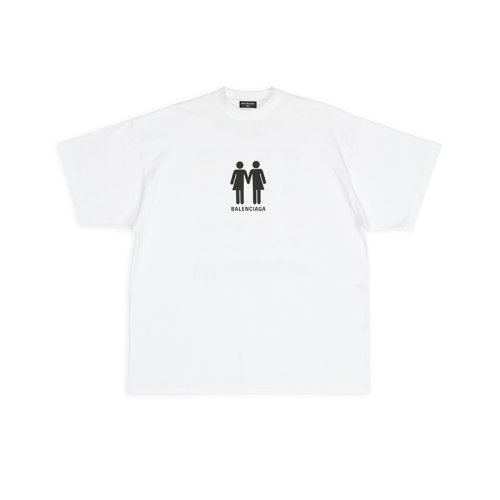 Balenciaga/巴黎世家 22年秋冬新款 PRIDE 22系列 男女同款白色纯棉图案印花oversize短袖T恤694576TMVO20904