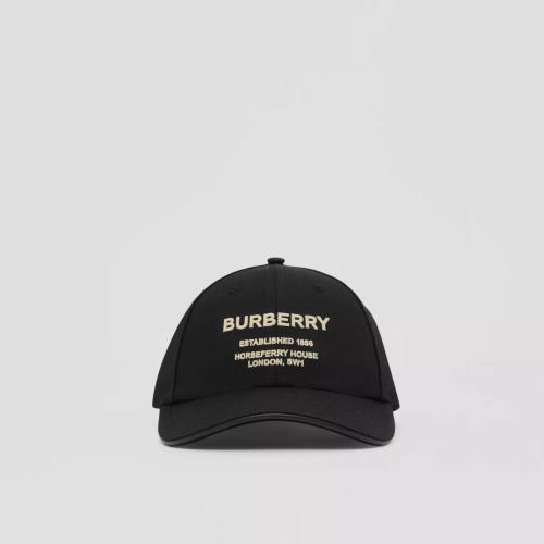  BURBERRY 22年秋冬 女士 Horseferry 装饰棉质斜纹棒球帽 80576251