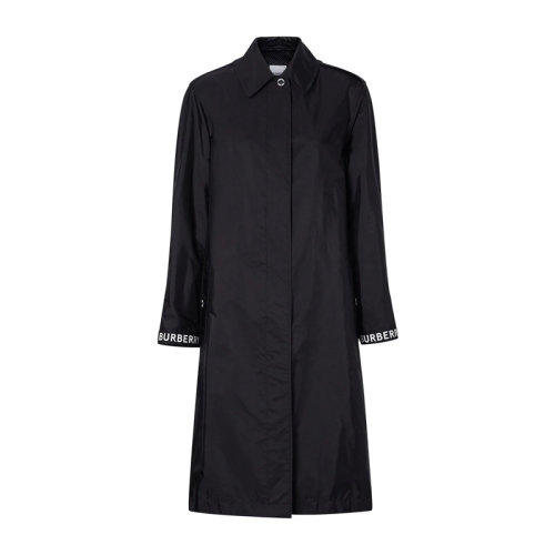 BURBERRY/博柏利 女装 服装 黑色聚酰胺LOGO袖标长款 女士风衣