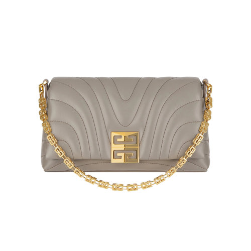 Givenchy/纪梵希 22新款 4G Soft系列 女士小号石灰色绗缝小牛皮金属磁扣开合拆卸长肩带金属链金色饰面单肩斜挎包BB50QAB1JX-099