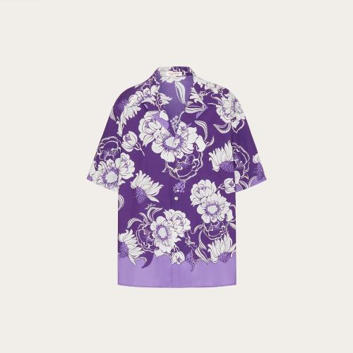  VALENTINO华伦天奴 22年秋冬 男士 短袖衬衫 CHEMISE BOWLING EN POPELINE DE COTON IMPRIMé