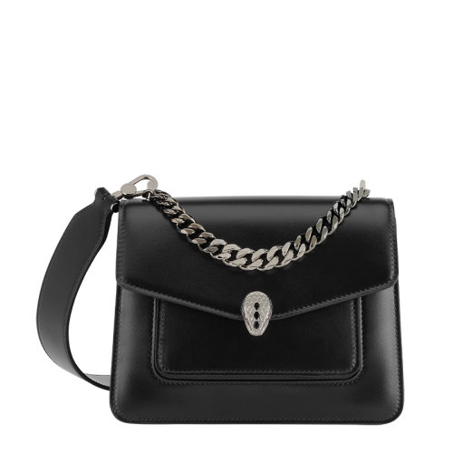 BVLGARI/宝格丽 22早春 新款SERPENTI FOREVER系列 女士小号黑色小牛皮蛇首搭扣斜挎单肩包291528