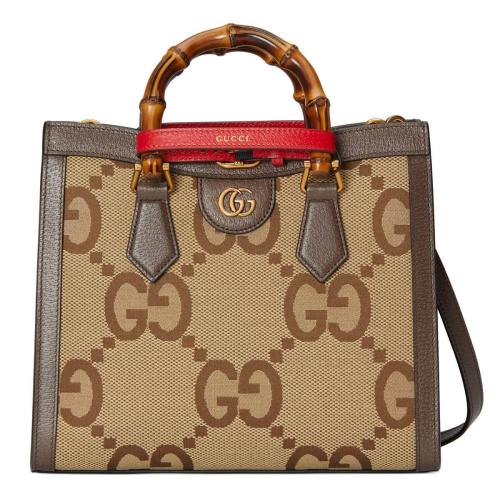  GUCCI古驰 22年秋冬 女士 Gucci Diana饰超级双G图案竹节小号托特包 660195 UKMFT 2672