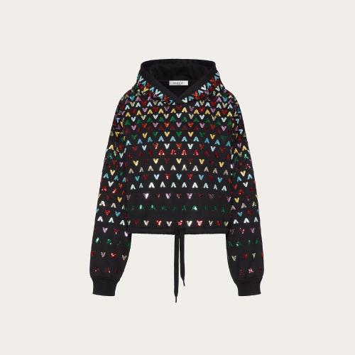  VALENTINO华伦天奴 22年秋冬 女士 长袖T恤 SWEAT-SHIRT BRODé EN JERSEY XB3MF15M6YT0NO