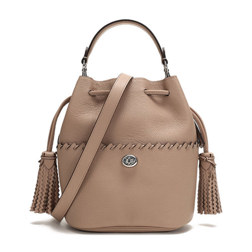 COACH/蔻驰  女士专柜款LORA系列抛光鹅卵石纹皮质中号手提单肩斜挎包水桶包 651