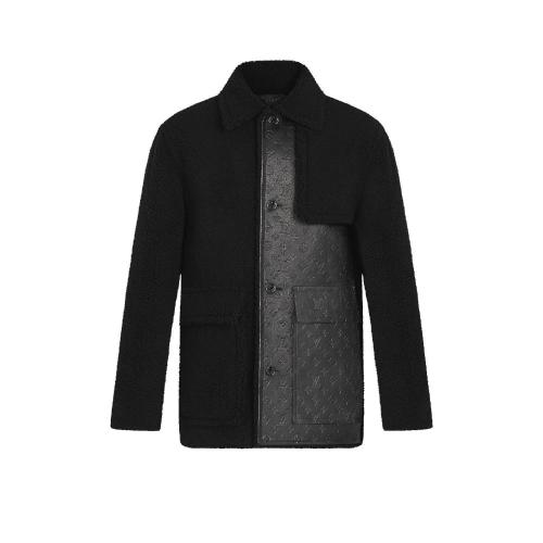  LV路易威登 22年秋冬 男士 夹克 MONOGRAM 皮革羊毛皮商务大衣 1A90K9 1A90KA 1A90KB 1A90KC 1