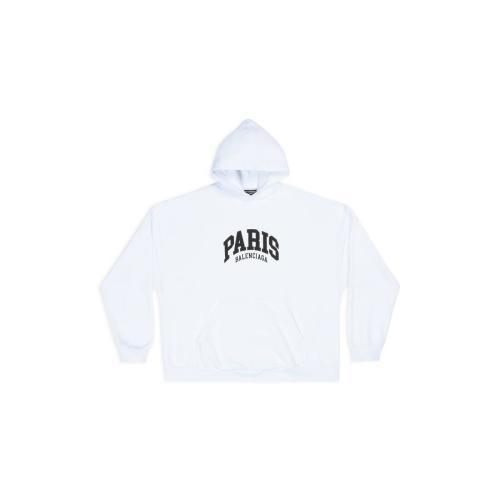  BALENCIAGA巴黎世家 22年秋冬 男士 卫衣 Mens Cities Paris Hoodie Wide Fit in White 674986