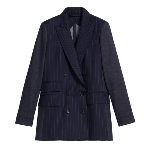 MaxMara/麦丝玛拉 22年秋冬新款 FESTOSO系列 女士海军蓝色棉质羊毛直通西装外套1046012906001