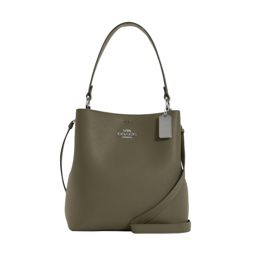 COACH/蔻驰 女包 皮革手提单肩斜跨包 墨绿色91122