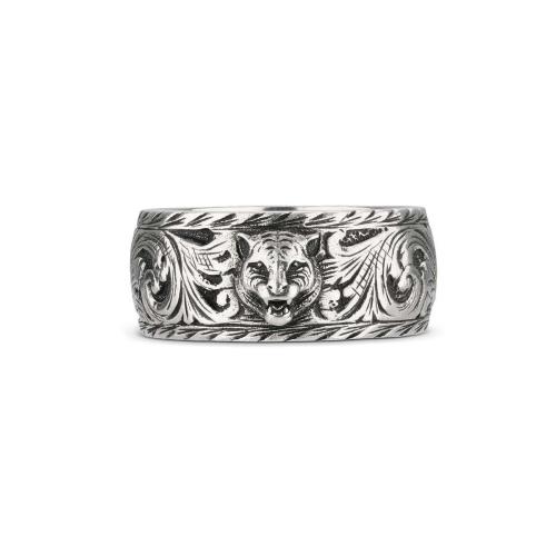  GUCCI古驰 22年秋冬 男士 虎头窄边银戒指 433571 J8400 0811