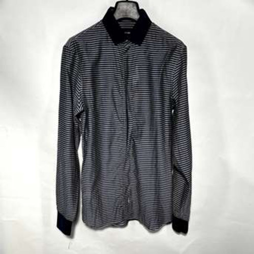 Emporio Armani/安普里奥阿玛尼 灰蓝条纹男士长袖衬衫