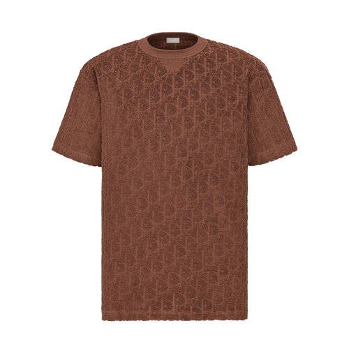 DIOR/迪奥 22年早春新款 男士棕色纯棉毛巾布提花老花T恤113J692A0614_C777