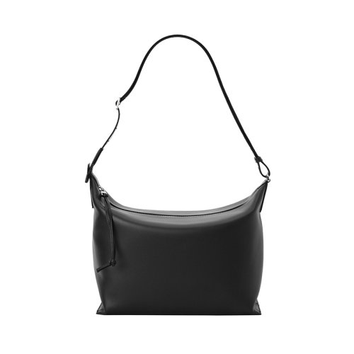 LOEWE/罗意威 22年新款 cubi系列 男士黑色小牛皮配调节提花肩带大容量拉链开合斜挎肩背包B906K70X01-1100