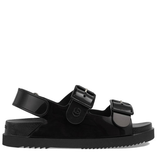 GUCCI/古驰  女士黑色橡胶迷你Double G凉鞋660243J87009050