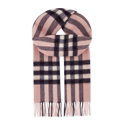 BURBERRY/博柏利 【20春夏新款】女士玫瑰色羊绒经典格纹流苏围巾围脖 3994133