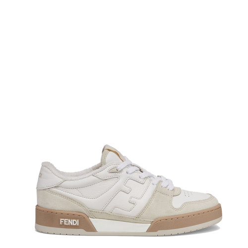 FENDI/芬迪      MATCH系列 女士白色/米色小牛皮绒面配皮运动鞋8E8252AHH2F1FHS