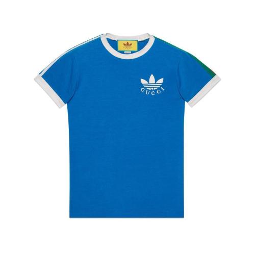  GUCCI古驰 22年秋冬 男士 adidas x Gucci联名系列Trefoil印花T恤 691637 XJEKL 4744