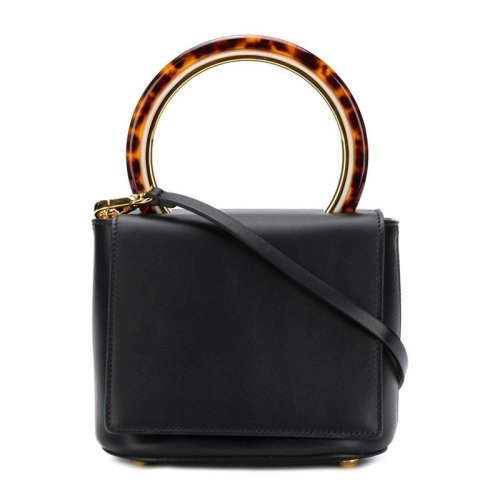 MARNI/玛尼 李沁同款 女士小牛皮时尚圆环手柄翻盖手提包单肩斜挎包