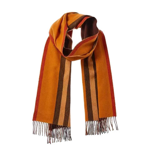 BURBERRY/博柏利 桔色条纹女士羊绒围巾
