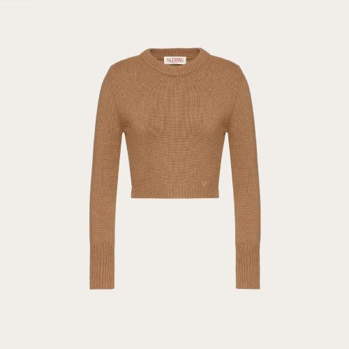  VALENTINO华伦天奴 22年秋冬 女士 针织衫 PULL V GOLD EN CACHEMIRE 1B3KC34I7EV954