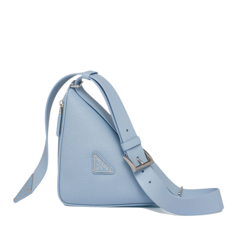 PRADA/普拉达 经典款 男士天蓝色Saffiano皮革三角形拉链开合手提单肩香蕉包腰包2VL039_2FAD_F0076_V_OOO