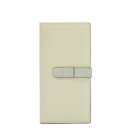 LOEWE/罗意威 22春夏新款 女士大号大理石绿/灰白粒面牛皮革徽标压印垂直版型钱包0010697373