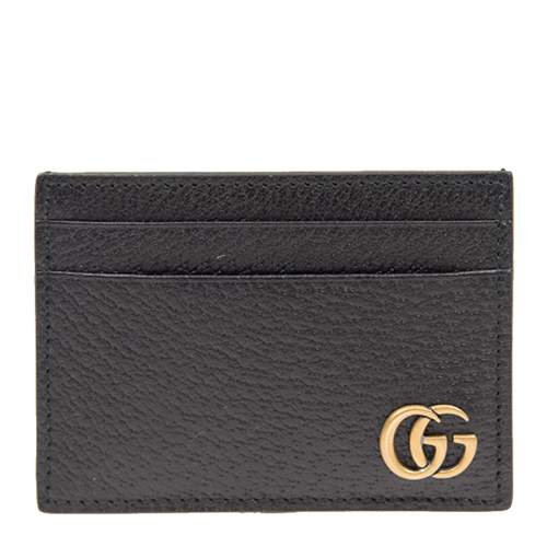 GUCCI/古驰 Marmont系列男士黑色牛皮GG金属徽标零钱包名片夹卡包男包 436022-DJ20T-1000
