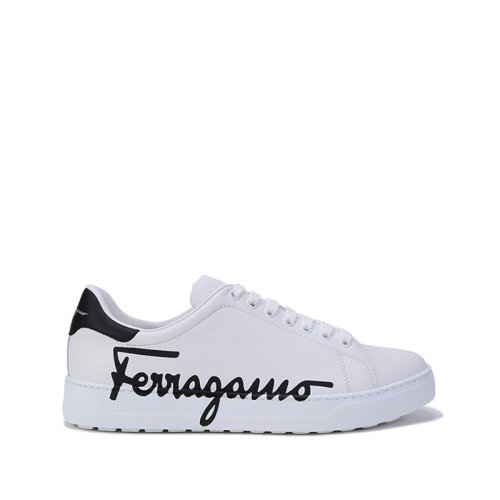 Salvatore Ferragamo/菲拉格慕  男士皮革系带休闲运动鞋板鞋小白鞋LOGO图案 0747219