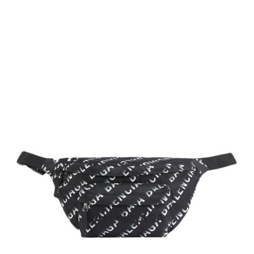 Balenciaga/巴黎世家 男士黑白拼色尼龙渐变字母徽标印花正面刺绣贴片腰包胸包男包 533009-H857X-1090