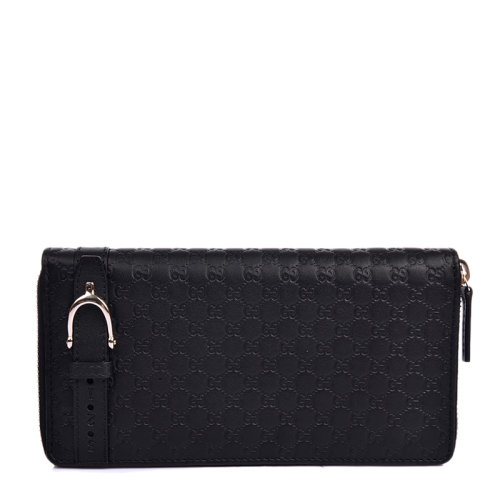 GUCCI/古驰 女士黑色皮革双G压花长款拉链钱夹钱包手拿包女包 309758-BMJ1G-1000