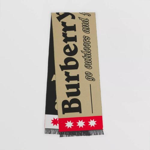  BURBERRY 22年秋冬 女士 徽标提花丝毛混纺围巾 80496591