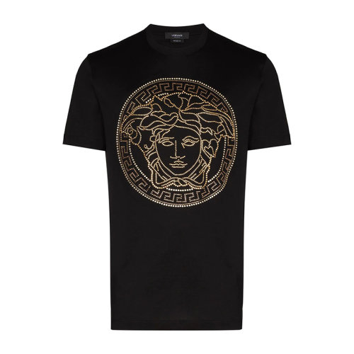 VERSACE/范思哲 男士黑色棉质经典美杜莎头像缀饰圆领短袖上衣T恤 A77987-A201952-A1008