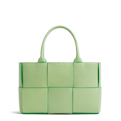 Bottega Veneta/葆蝶家 22新款Arco Tote系列 女士开心果绿牛皮皮革饰Intreccio图案附可拆卸拉链口袋手提托特包652867V1Q713880