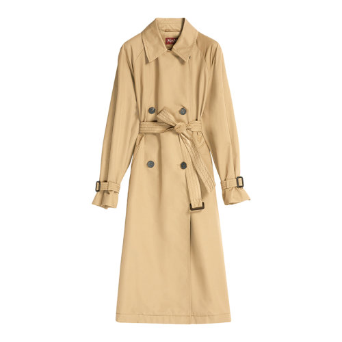 MaxMara/麦丝玛拉 22年早春新款 ETNA系列 女士驼色棉质混纺防水长款风衣夹克6021012706005