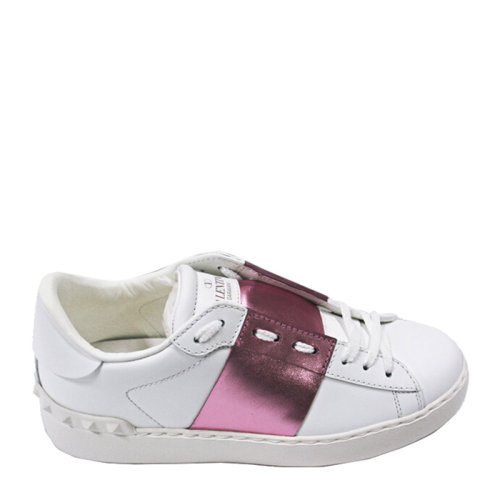 Valentino/华伦天奴 女士白色开放式金属粉条纹运动板鞋 女士休闲运动鞋 SW2S0781-FLR-834