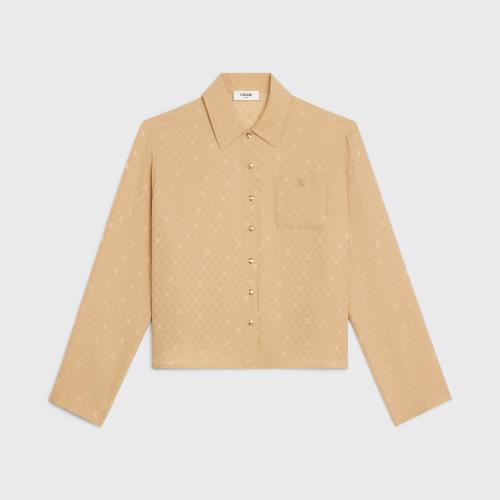  CELINE赛琳思琳 22年秋冬 女士 长袖衬衫 亮泽哑光桑蚕丝衬衫领衬衫 2B628779R.04CA