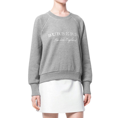 灰色圆领加绒女士卫衣 BURBERRY/博柏利 巴宝莉 女装 女卫衣瑕疵特卖(陈列痕迹,不影响使用)