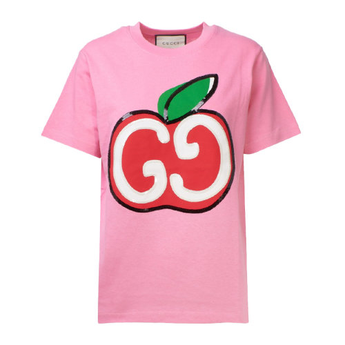 GUCCI/古驰   女装 服饰 圆领 棉质经典款半袖 女士短袖T恤 580762苹果双G