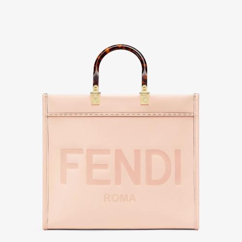  FENDI芬迪 22年秋冬 女士 手提包 浅粉色皮革手提袋 8BH386ABVLF14N1