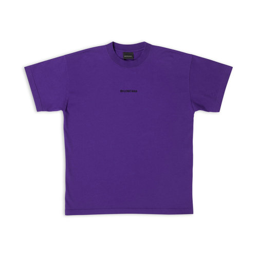 Balenciaga/巴黎世家 22年秋冬新款 女士紫色纯棉饰有刺绣LOGO字体圆领T恤 612965TNVG95162