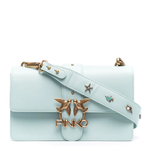 Pinko/品高Love Classic系列女士纯色皮革金色燕子徽标铆钉海洋元素翻盖磁扣开合单肩包手拿包飞鸟包燕子包女包 1P221L 多色可选