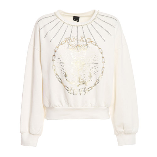 PINKO/品高 女士 服装 21春夏 白色圆形图案印花棉质套头卫衣 女卫衣