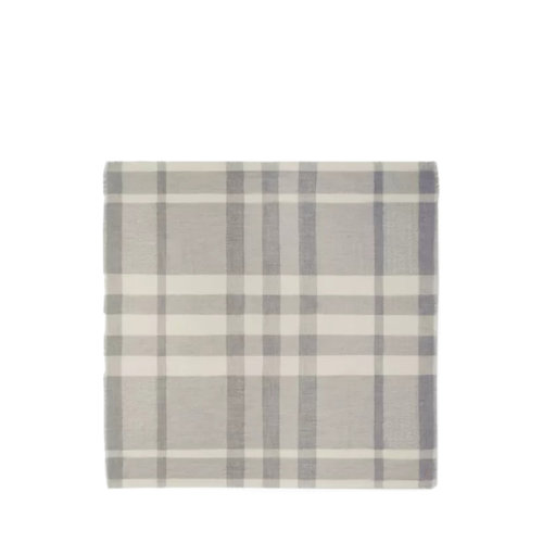 BURBERRY/博柏利 22年秋冬新款 女士大号浅灰色羊绒面料标志性格纹标识饰牌方巾80561831
