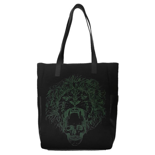 Alexander McQueen/亚历山大麦昆 男士 男包 黑色狮子骷髅头图案手提包单肩包 324906KQN1N1075