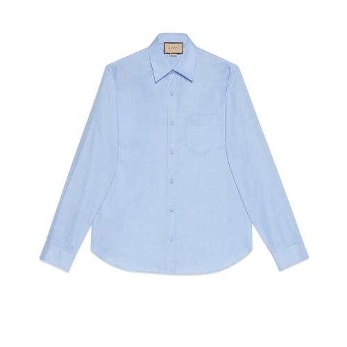  GUCCI古驰 22年秋冬 男士 饰双G刺绣牛津棉衬衫 703396 ZAK8B 4910