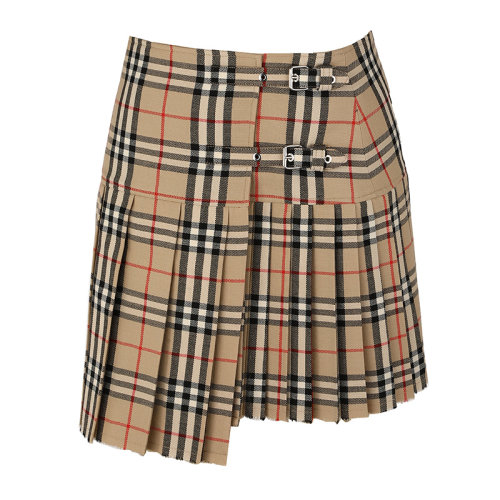 BURBERRY/博柏利米色经典格纹羊毛女士半身裙短裙8025832