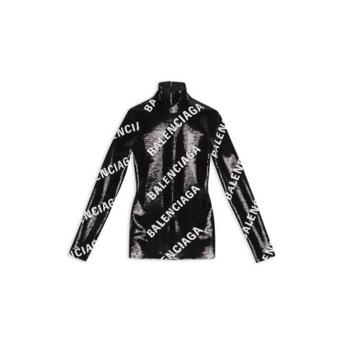  BALENCIAGA巴黎世家 22年秋冬 女士 连衣裙 ALLOVER LOGO EMBROIDERED DRESS 706776TMR681070