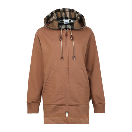 BURBERRY/博柏利21新品女卫衣棉质宽松格纹连帽女士开胸卫衣8043180