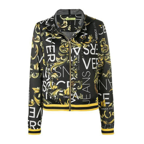 VERSACE JEANS/范思哲牛仔 女士拼色棉质混纺聚酯纤维经典字母徽标印花图案拉链开合长袖上衣外套夹克 B6HTA776-0497 多色可选